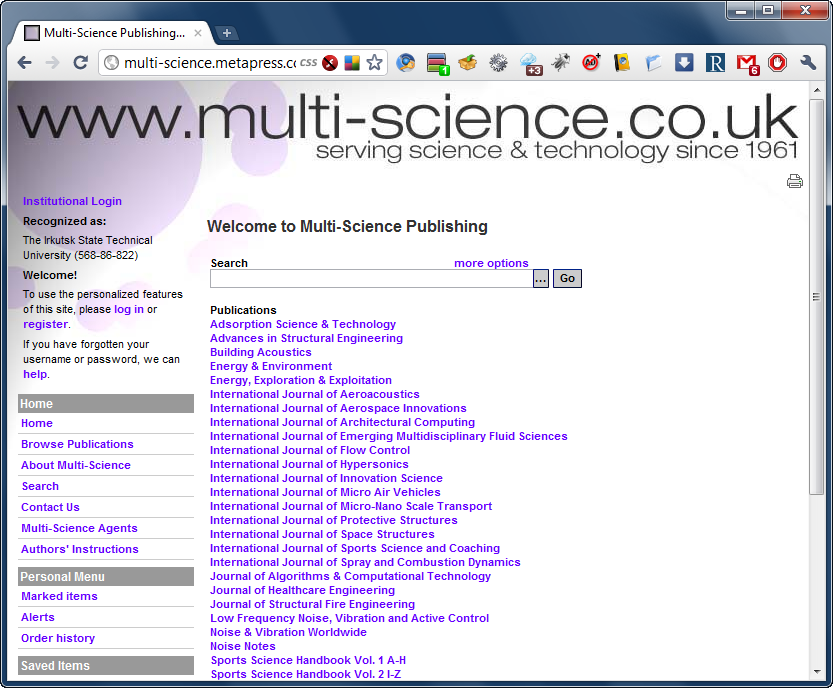 Главная страница Multi-Science